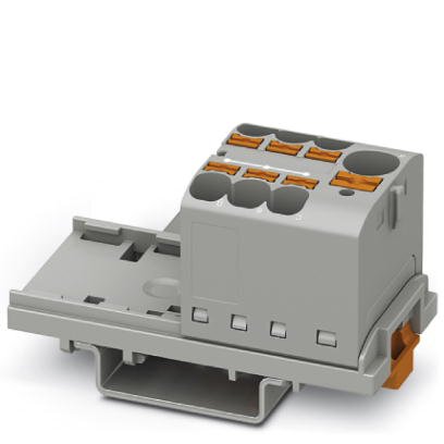 Phoenix Contact Finger-Safe Power Distribution Block; PTFIX10/6X4-NS35 GY; 57A; 7-Pole; Push-In Terminals; 1/1 Line/Load Terminal Openings; DIN Rail - Crosswise Mount